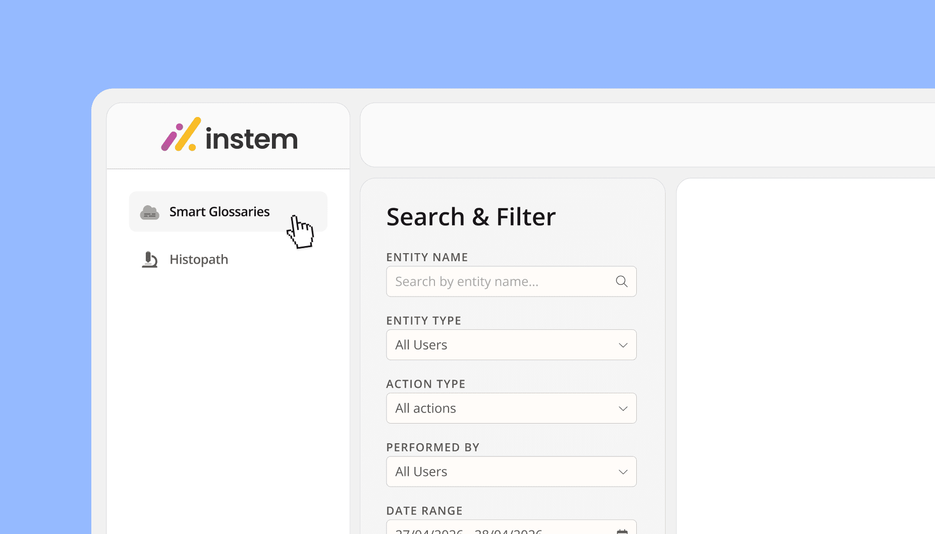 Audit for LifeSciences — application screen