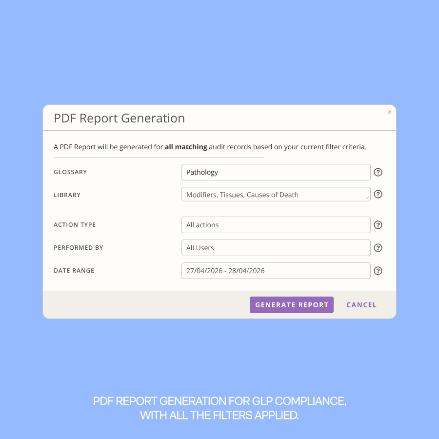 Audit trail detail — change log