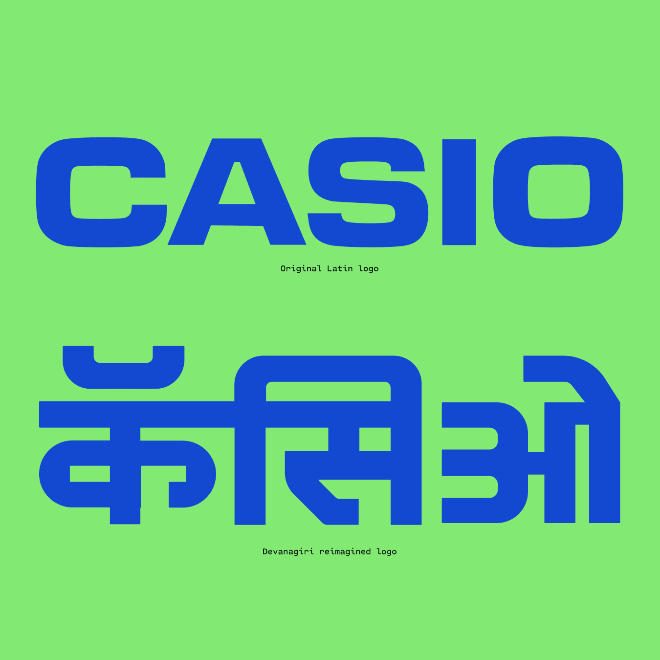 Casio — Latin and Devanagari logo comparison